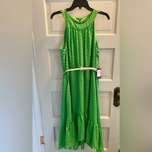 Tommy Hilfiger Green Summer Halter Dress with Belt. Size 10. NWT.